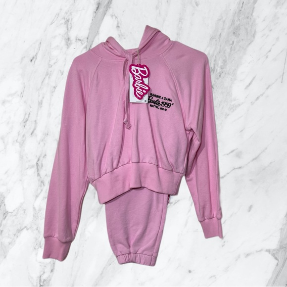 BARBIE X ZARA SET *RARE* size small medium pink LIMITED EDITON jogger hoodie - Picture 2 of 8